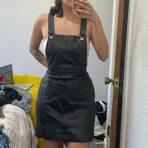 Vintage Leather Overall Mini Dress